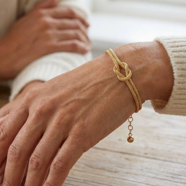 Bransoletka wężowa z finezyjną pętlą 20cm złoto 585 