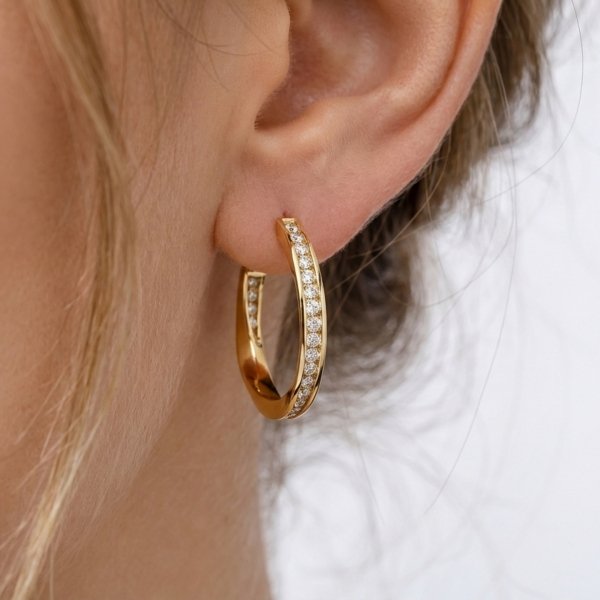 Kolczyki skręcone koła kamienie złoto 585