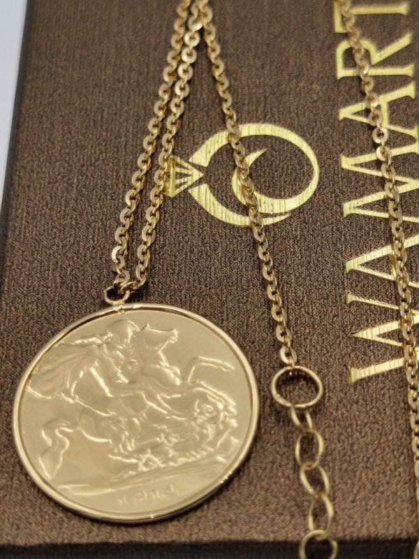 Naszyjnik Moneta 2cm Poniatowski 1814 r złoto585