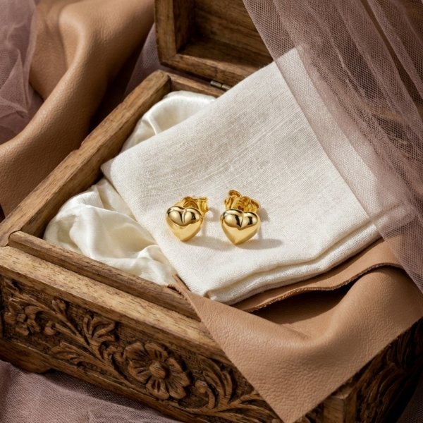 Kolczyki serca sztyft złoto 585
