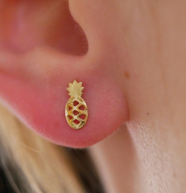 Kolczyki sztyft ananas złoto 333