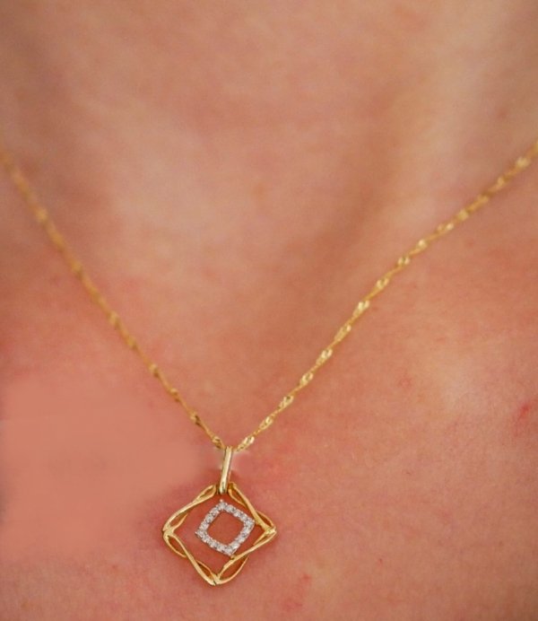 Komplet diament naszyjnik kolczyki złoto 585 