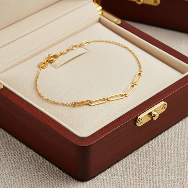 Bransoletka 19cm z motywem ogniw złoto 375 