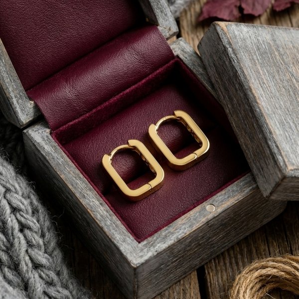 Kolczyki nowoczesne z motywem geometrycznym złoto 585