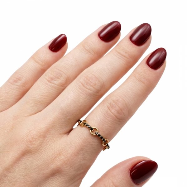 Obrączka koło czarne kamienie R.10/11 złoto 585