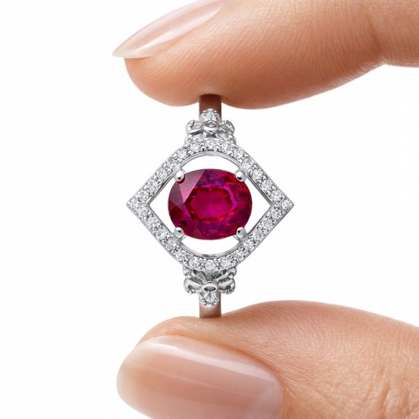 Pierścionek z naturalnym rubinem srebro 925