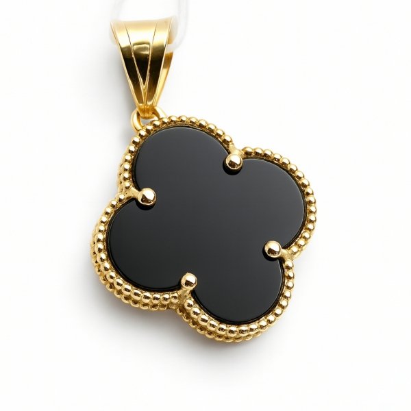 Zawieszka czarna koniczyna marokańska złoto 585 