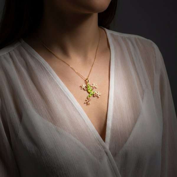 Zawieszka żaba z emalią jubilerską złoto 585