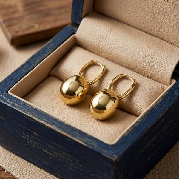 Finezyjne kolczyki krople 3D złoto 585