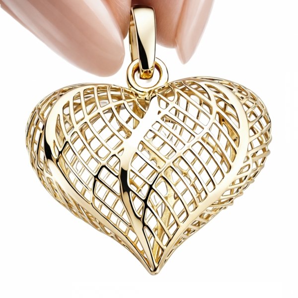 Wisior ażurowe serce złoto 585