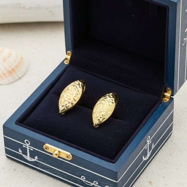 Kolczyki wzór geometryczny grawer złoto 585 