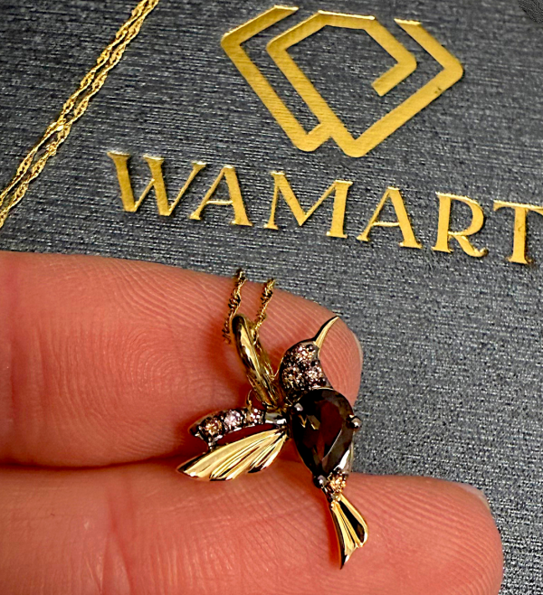 Naszyjnik koliber kawrc dymny diam 7/0.07ct złoto 585