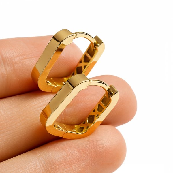 Kolczyki nowoczesne z motywem geometrycznym złoto 585