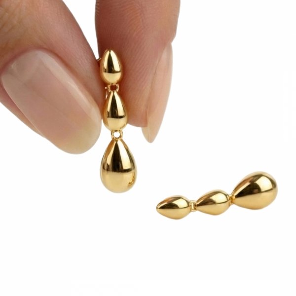 Kolczyki sztyft kaskada kropli złoto 585 