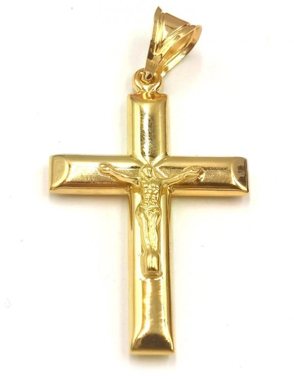 Krzyż 3D dwustronny 5cm złoto 585 