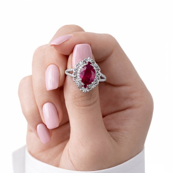 Pierścionek z naturalnym rubinem srebro 925