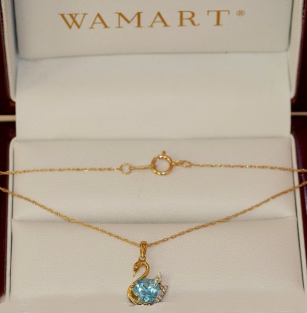 Naszyjnik łabędź  love diamenty 9/0.03ct złoto 585