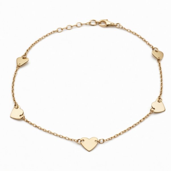 Bransoletka z sercami złoto 585
