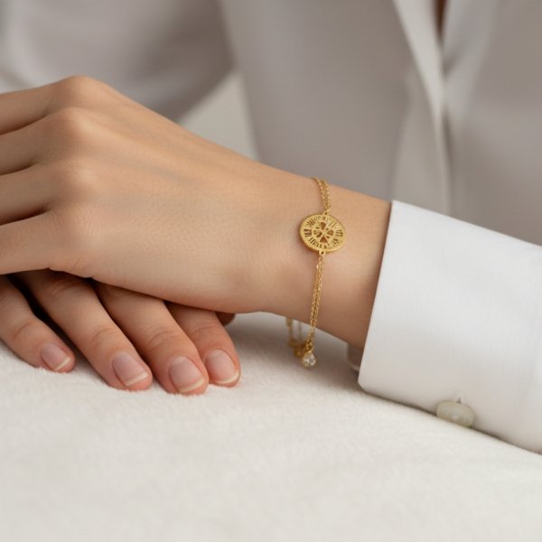 Bransoletka Rozeta Diamentowana 20 cm złoto 585