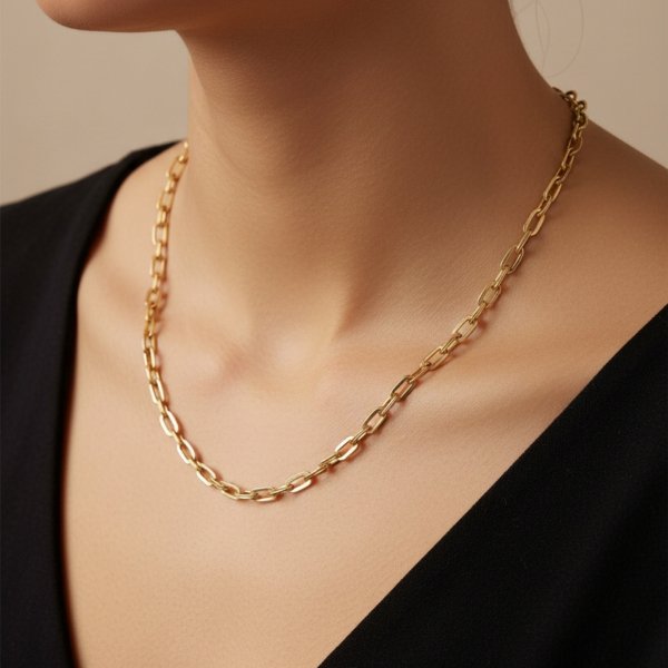 Łańcuch 60cm grube ogniwa 3D złoto 585