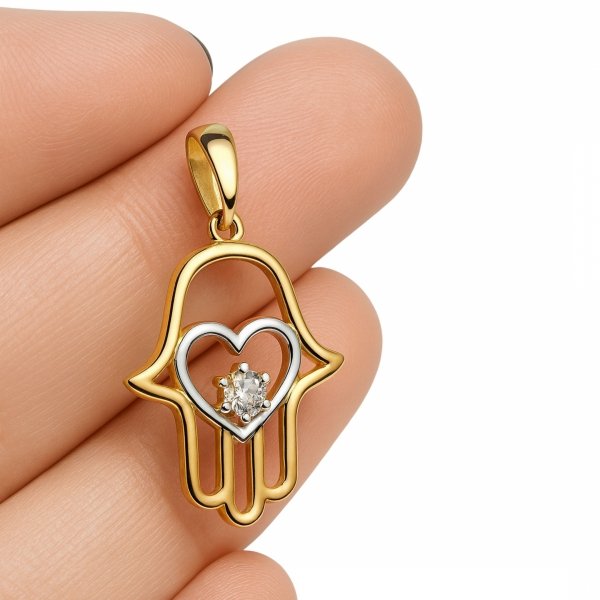  Wisior ręka Fatimy kontur złoto 585