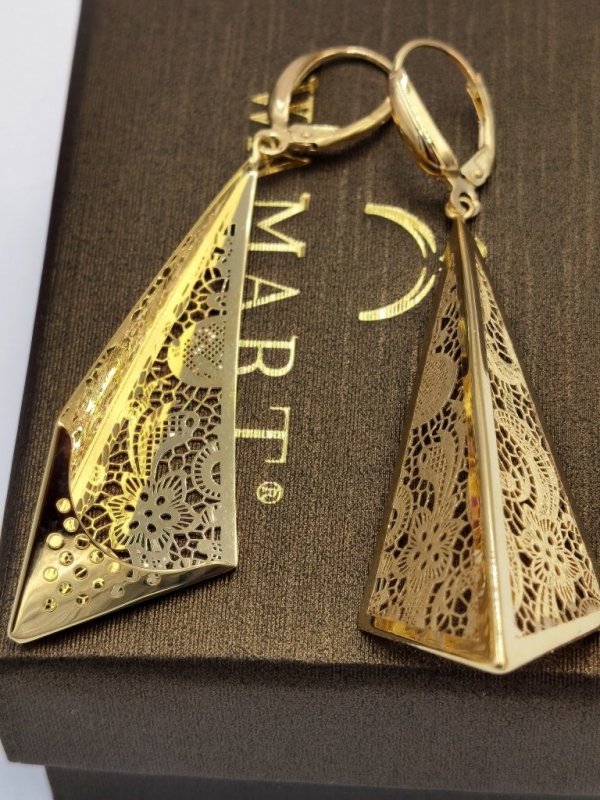 Kolczyki Piramida koronkowa 7cm złoto 585 
