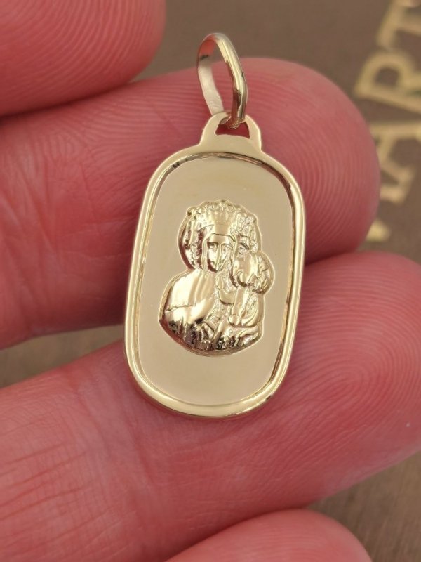 Medalik Częstochowska wypukły Złoto 585 