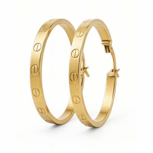 Kolczyki koła z grawerowaniem złoto 585