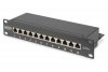 Digitus Patch panel 10 cali 12 portów, kat.6, S/FTP, 1U, wspornik kablowy, czarny (kompletny)