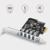 AXAGON Kontroler PCEU-43RS PCIe 4x port USB 3.2 GEN 1, UASP VIA, 15-pin SATA zasilacz
