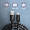 AXAGON BUCM-AM15AB Kabel USB-C   USB-A, 1.5m, USB 2.0, 3A, ALU, oplot, Czarny