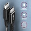 AXAGON Kabel BUCM-CM30AB USB-C USB-C 2.0, 3m, PD 60W, 3A, ALU, oplot, Czarny