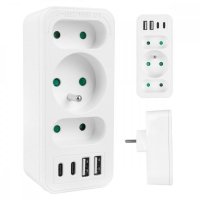 Maclean Rozdzielacz na 3 gniazda MCE248 F/W 2xUSB-A 2xUSB-C biały 