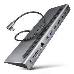 AXAGON HMC-4KX3 Wieloportowy hub USB 5Gbps, 3x USB-A, 2x HDMI + DP + GLAN +  SD/microSD + audio, PD 100W