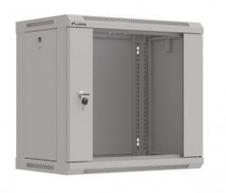Lanberg Szafa instalacyjna rack wisząca 19 cali 9U 540x350 szara drzwi przeszklone ( flat pack)