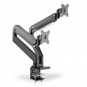 Ramię biurkowe podwójne z zaciskiem DIGITUS 2xLCD z sprężyną gazową max. 2x35 cali i 15kg