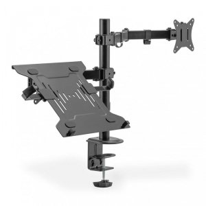 Uchwyt biurkowy DIGITUS podwójne ramię na 1xLCD 32 4kg, 1xNotebook 15,4 9kg