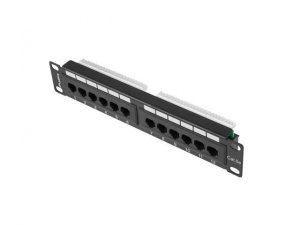 Patch panel Lanberg PPU5-9012-B 12 port 1U 10 cali kat.5e czarny