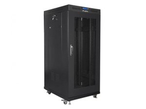 Szafa instalacyjna Rack stojąca 19 cali 27U 600x800 czarna drzwi perforowane LCD Lanberg (flat pack)