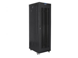 Szafa instalacyjna Rack stojąca 19 cali 42U 600x1000 czarna drzwi perforowane LCD Lanberg (flat pack) V2