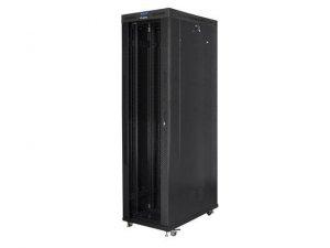 Szafa instalacyjna Rack stojąca 19 cali 47U 800x1200 czarna drzwi szklane LCD Lanberg (flat pack)