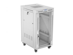 Szafa instalacyjna Rack stojąca 19 cali 22U 600x800 szara drzwi szklane Lanberg (flat pack)