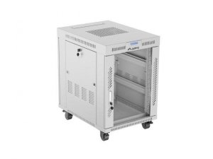 Szafa instalacyjna Rack stojąca 19 cali 15U 600x800 szara drzwi szklane LCD Lanberg (flat pack)