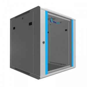 Extralink Szafka wisząca rack 12U 600x600 szara szklane drzwi