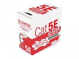 Q-LANTEC Kabel U/UTP kat.5E Zewnętrzny Suchy 24AWG 100% Miedziane 305m - 10 lat gwarancji