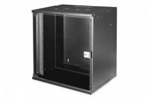 Digitus Szafa sieciowa wisząca 19 cali 12U, SOHO PRO 595 x 540 x 400 mm, nośność 60kg, drzwi szyba, niezłożona, Czarna