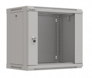 Lanberg Szafa instalacyjna rack wisząca 19 cali 9U 540x350 szara drzwi przeszklone ( flat pack)