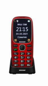 Mesmed Telefon komórkowy dla seniorów Mescomp MT-166  Edgar Elegant SOS  4G Czerwony