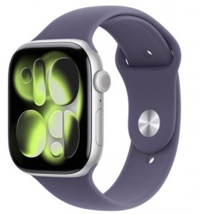 Apple Watch Series 11 GPS+Cellular koperta 42 mm z aluminium w kolorze srebrnym, pasek sportowy w kolorze mlecznego fioletu - rozmiar M/L