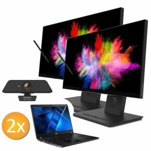 Zestaw: 2 x monitor IDEAO HUB 24 + 2 x kamera Innex C470 + 2 x laptop ACER